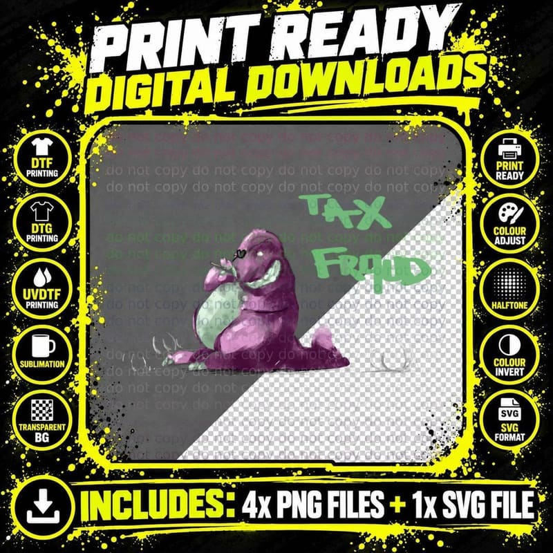 Barney Commits Tax Fraud Trang Eating Well T-Shirt Png SVG Digital Bundle