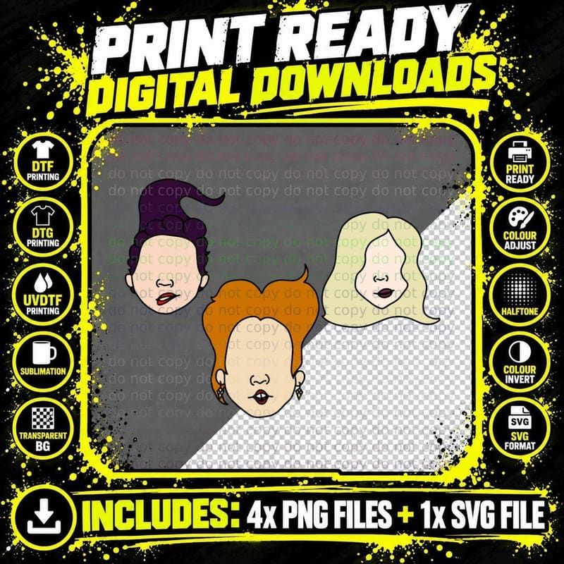Basic Sanderson Sisters Hocus Pocus T-Shirt Png SVG Digital Bundle