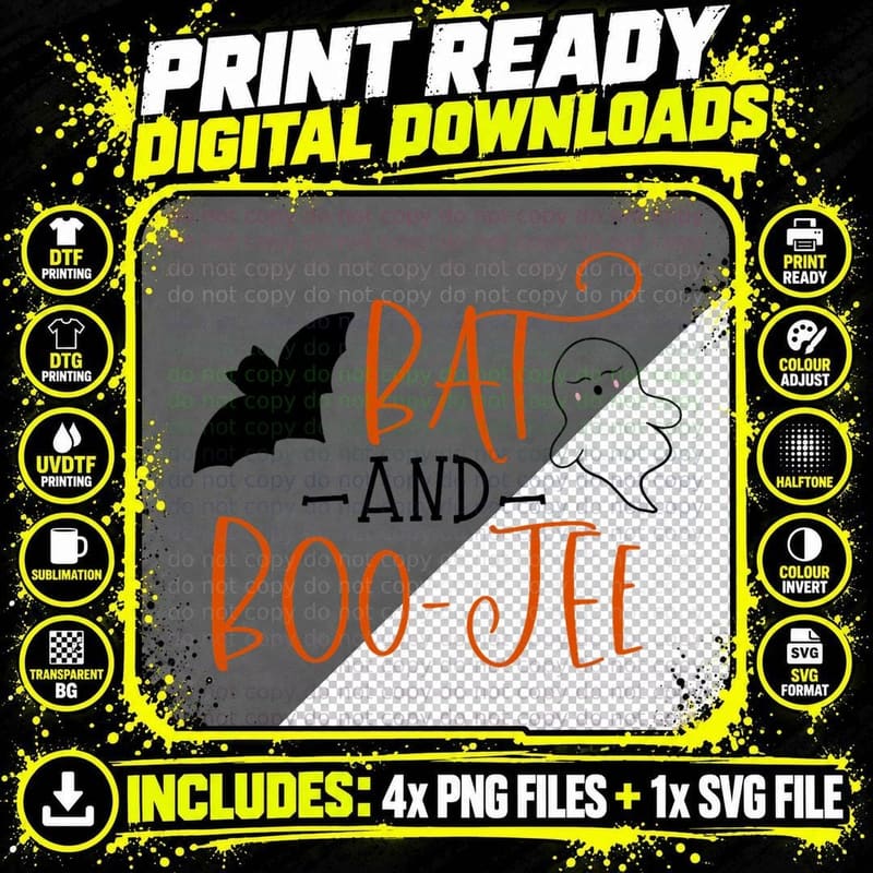 Bat and Boo-Jee (Bad and Boujee) T-Shirt Png SVG Digital Bundle