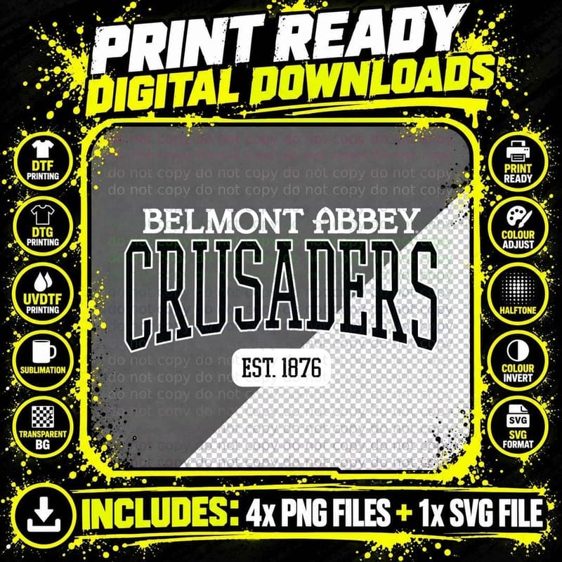 Belmont Abbey College Crusaders Est. Date T-Shirt Png SVG Digital Bundle