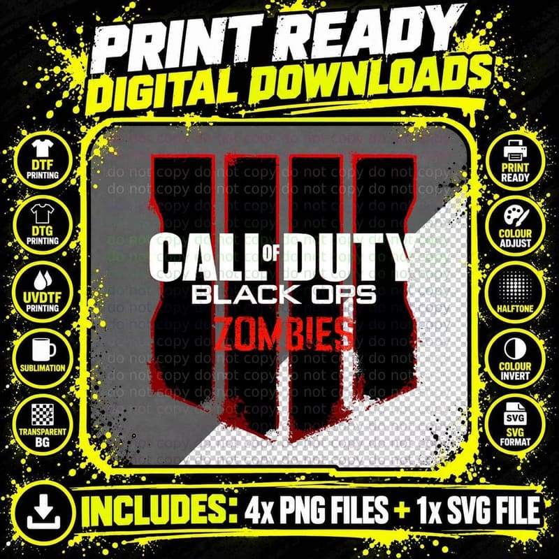 Call of Duty Black Ops 4 Zombies T-Shirt Png SVG Digital Bundle