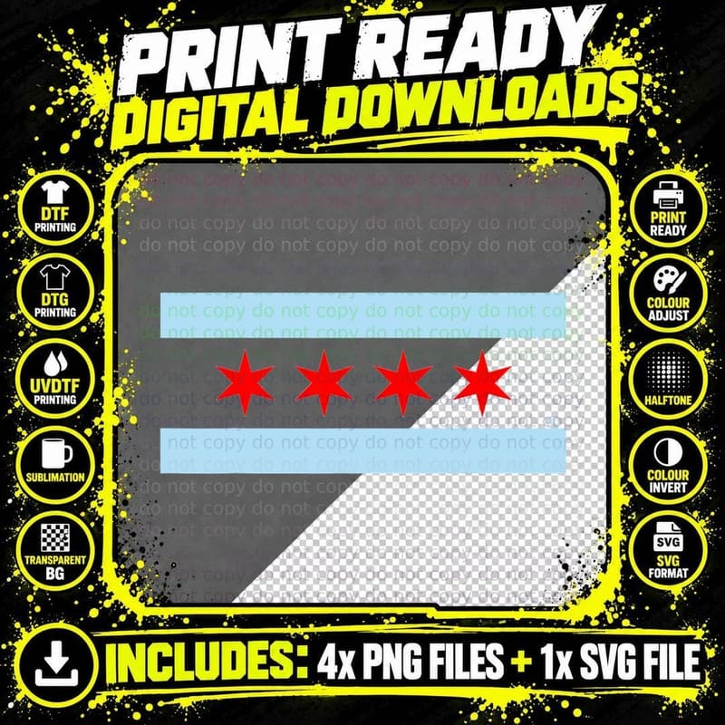 Chicago Flag Home Love Family Men Women Kids Toddler Png SVG Digital Bundle