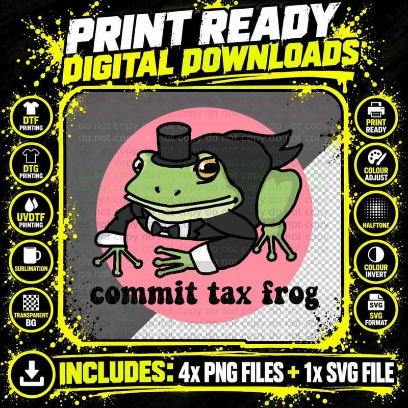 Commit Tax Frog Sticker - Pink T-Shirt Png SVG Digital Bundle