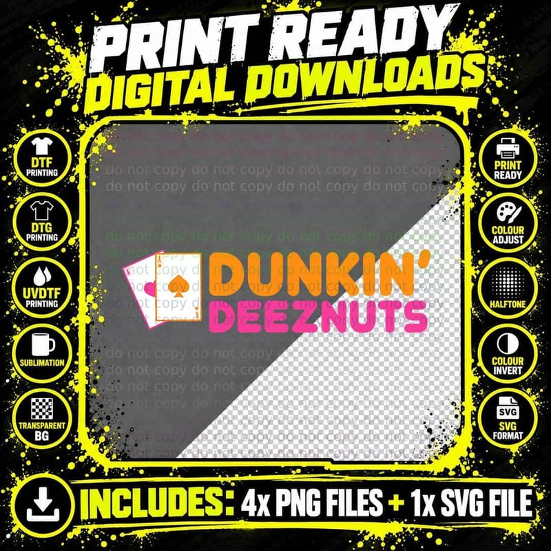 Dunkin Deez-Nuts Pocket Aces T-Shirt Png SVG Digital Bundle
