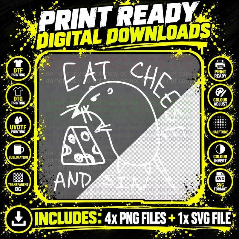 Eat Cheese and Sin T-Shirt Png SVG Digital Bundle