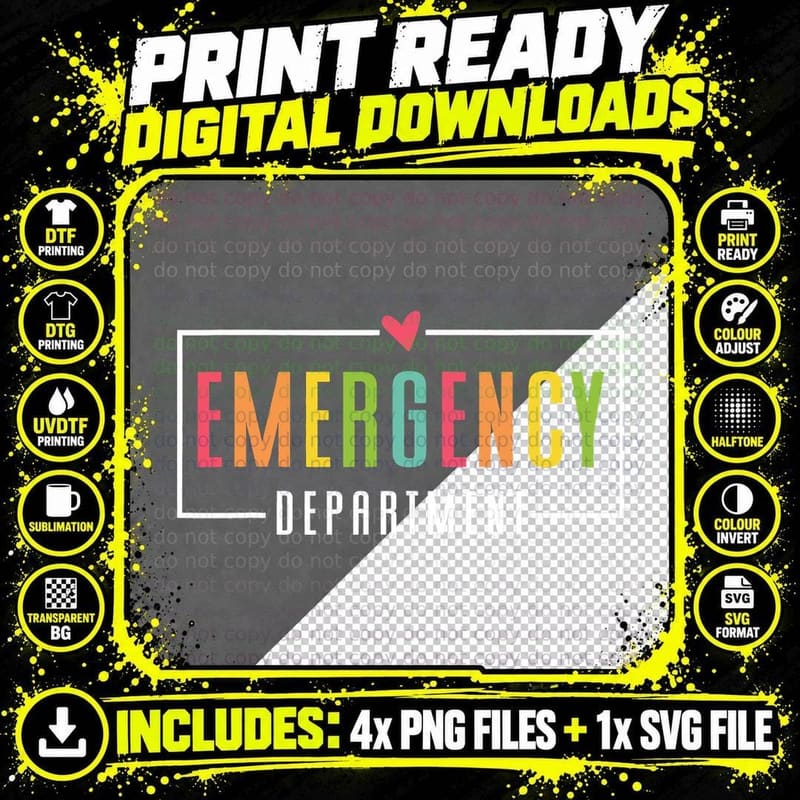 Emergency Department Emergency Room Healthcare T-Shirt Png SVG Digital Bundle