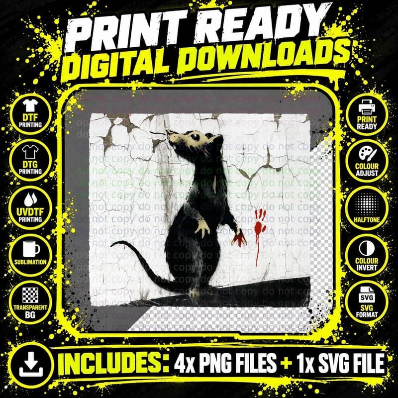 Fitzrovia Rat by Banksy T-Shirt Png SVG Digital Bundle