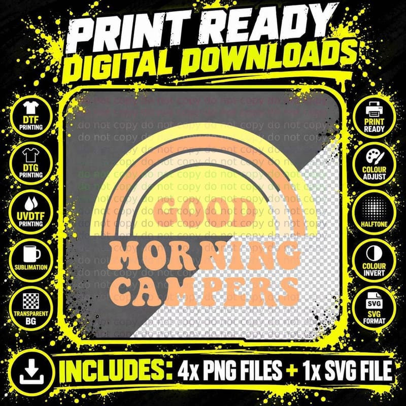 Good Morning Campers T-Shirt Png SVG Digital Bundle