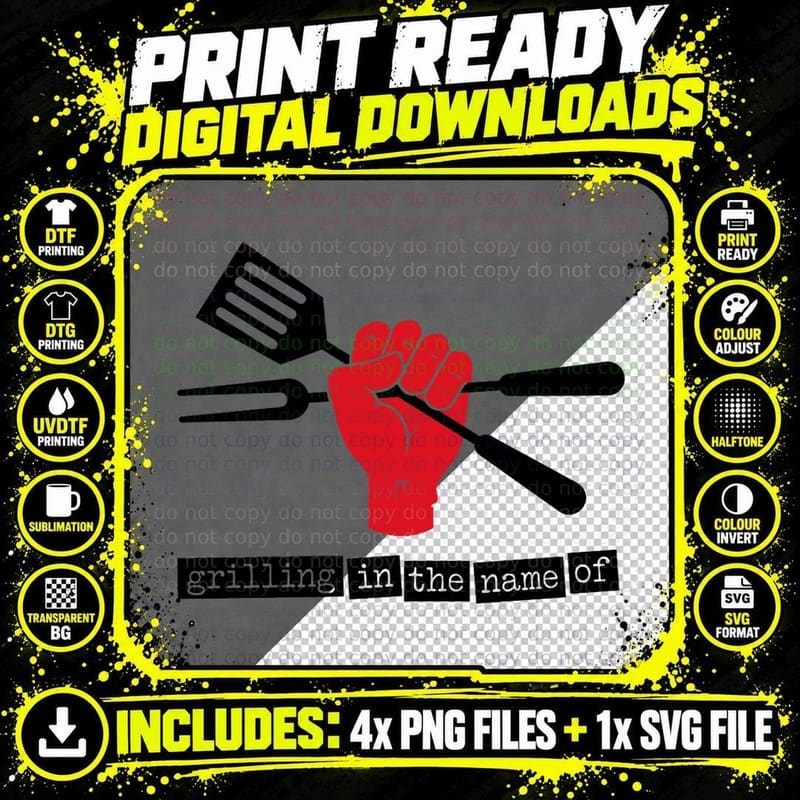 Grilling in the Name of T-Shirt Png SVG Digital Bundle