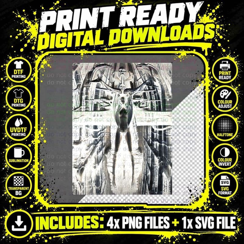 HR Giger Steampunk Xenomorph T-Shirt Png SVG Digital Bundle