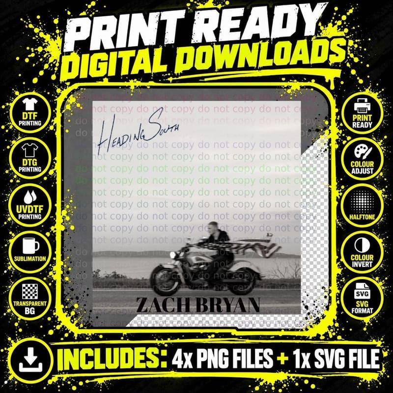 Heading South Zach Bryan T-Shirt Png SVG Digital Bundle