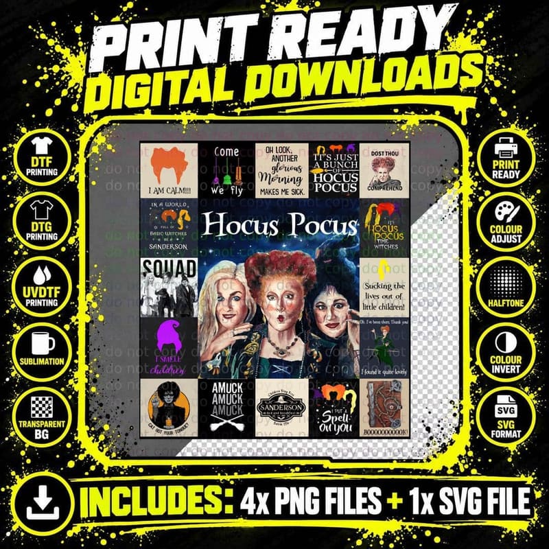 Hocus Pocus I Smell Children I Put a Spell on T-Shirt Png SVG Digital Bundle