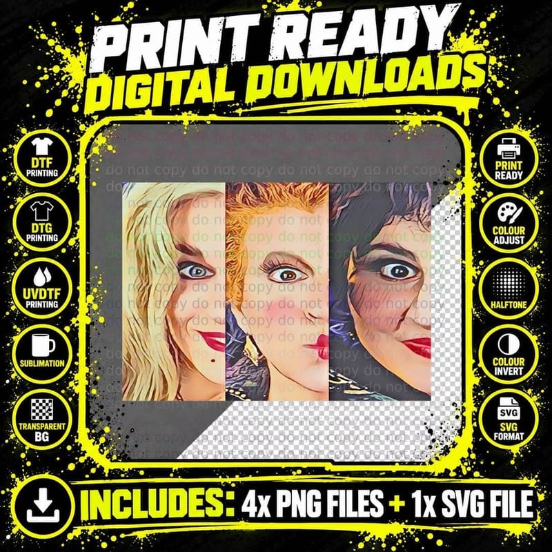 Hocus Pocus Sanderson Art T-Shirt Png SVG Digital Bundle