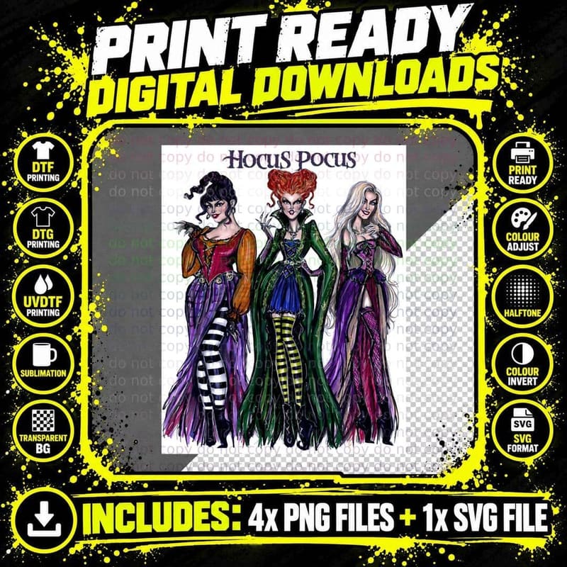 Hocus Pocus Scoop T-Shirt Png SVG Digital Bundle
