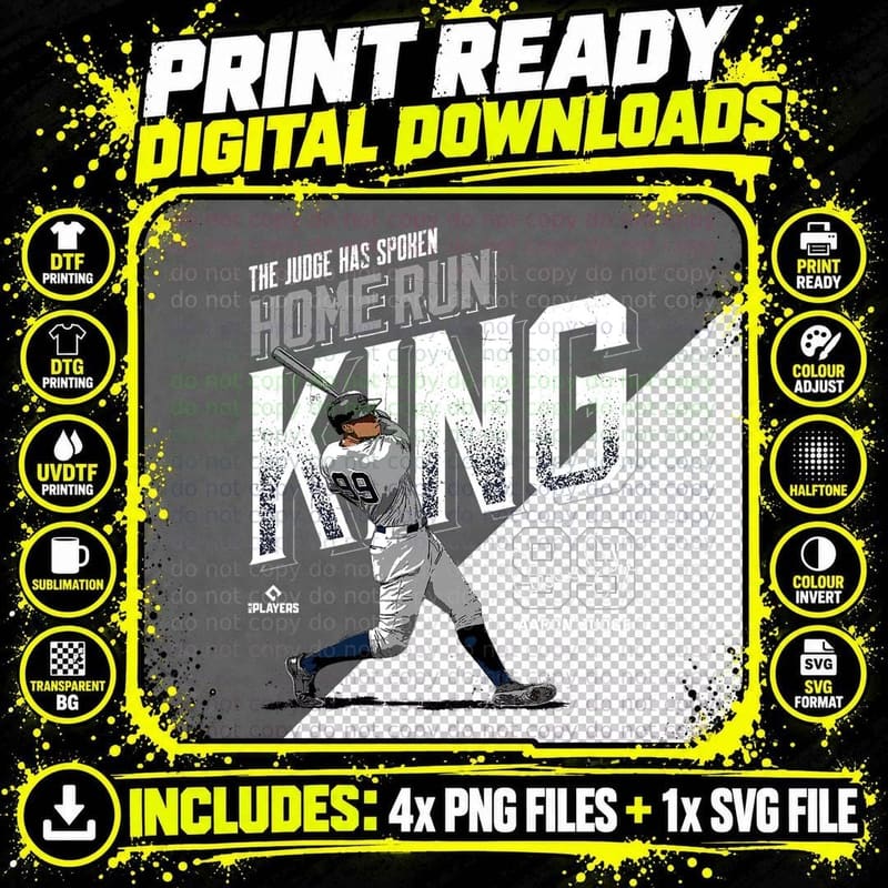 Home Run King Aaron Judge New York MLBPA T-Shirt Png SVG Digital Bundle