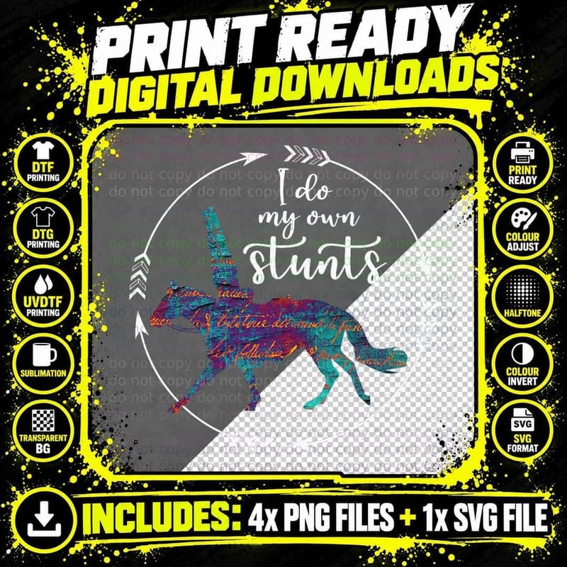 I Do My Own Stunts Trick Rider T-Shirt Png SVG Digital Bundle