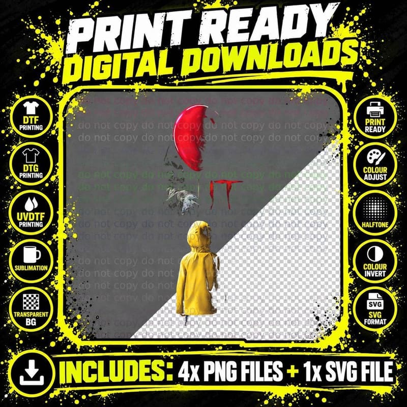 IT Red Balloon T-Shirt Png SVG Digital Bundle