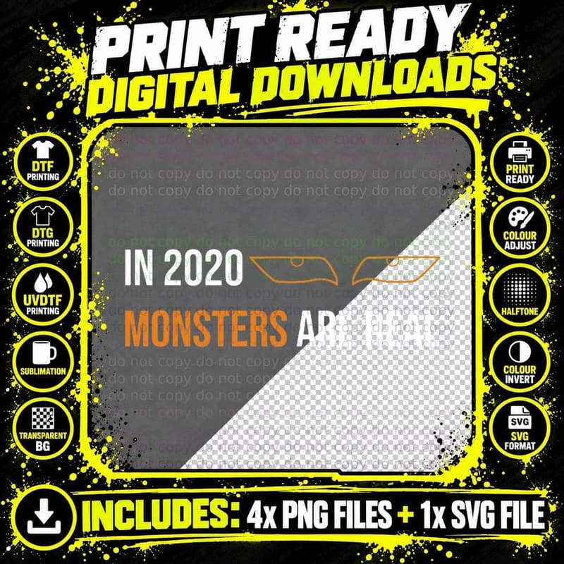 In 2020 Montsers Are Real, Aesthetic, Hoodie & T-Shirt Png SVG Digital Bundle