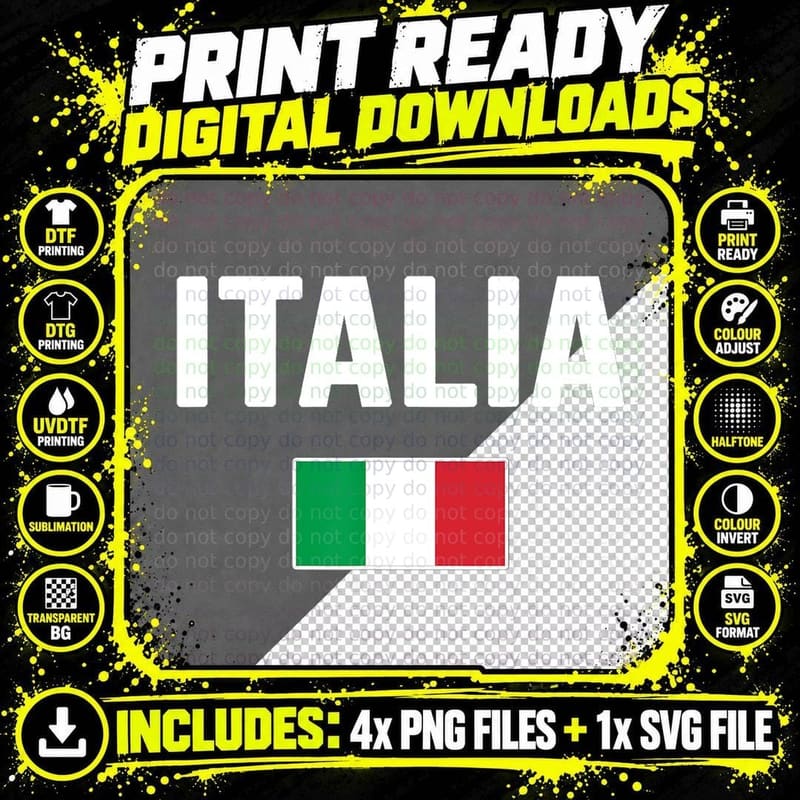 Italy Italian Flag Italia Souvenir T-Shirt Png SVG Digital Bundle