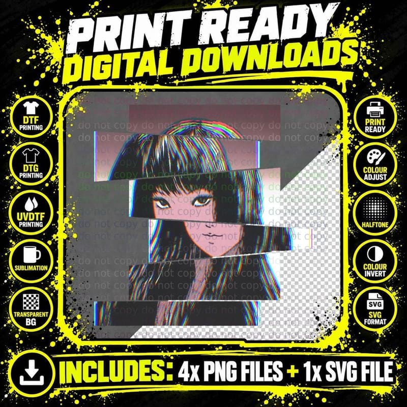 Junji Ito Tomie RGB T-Shirt Png SVG Digital Bundle