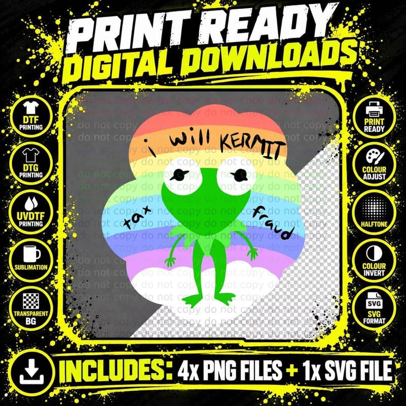 Kermie Loves Tax Evasion T-Shirt Png SVG Digital Bundle