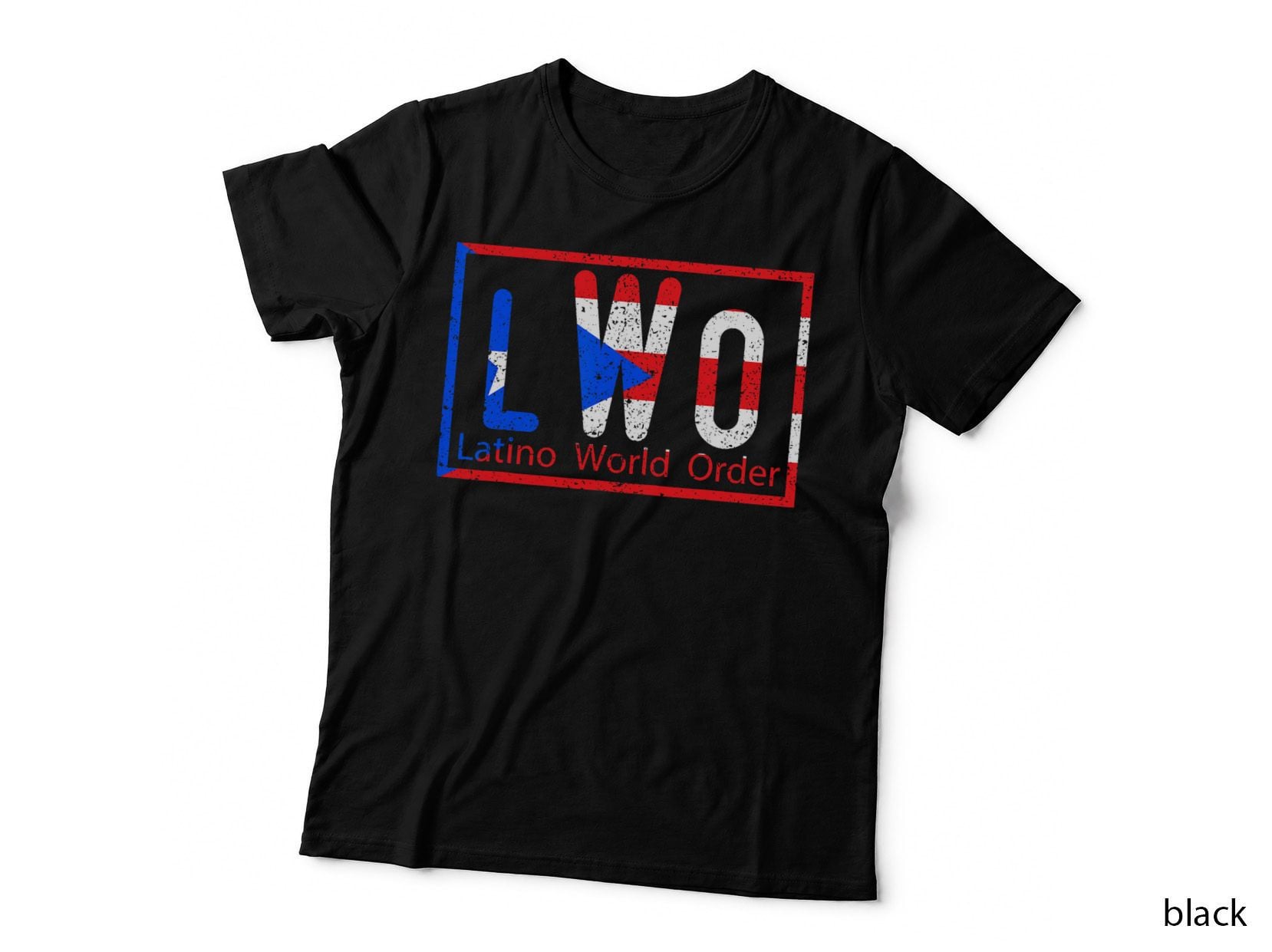Latino World Order Puerto Rico Blue and Red T-Shirt