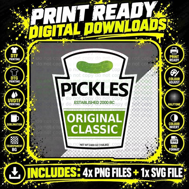 Lazy Costume Tees Pickle Jar T-Shirt Png SVG Digital Bundle