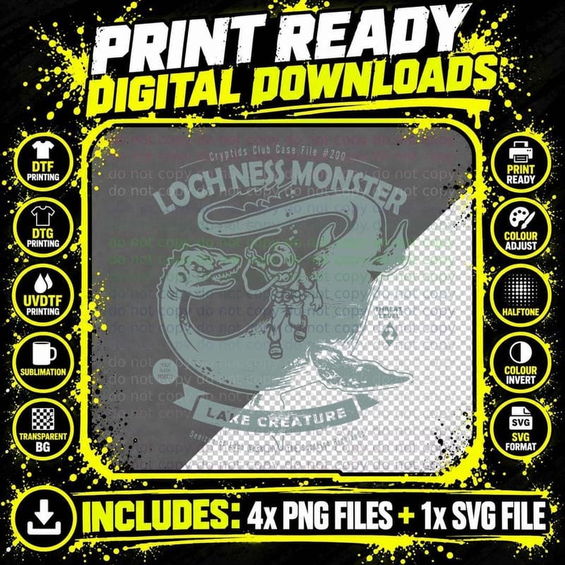 Lochness Monster - Cryptids Club Case File 200 T-Shirt Png SVG Digital Bundle