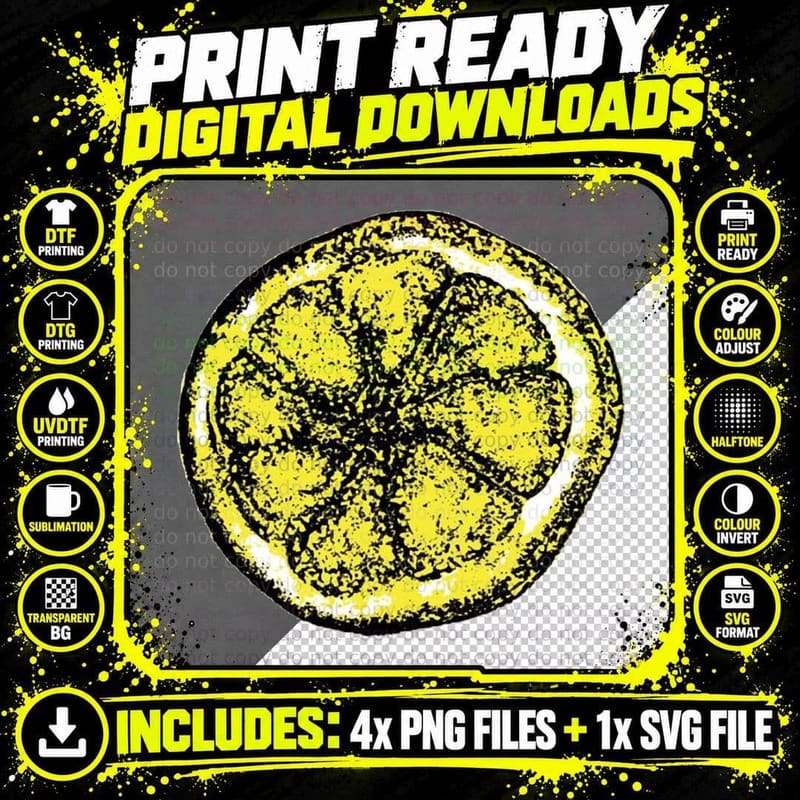 Logo Lemon Glossy T-Shirt Png SVG Digital Bundle