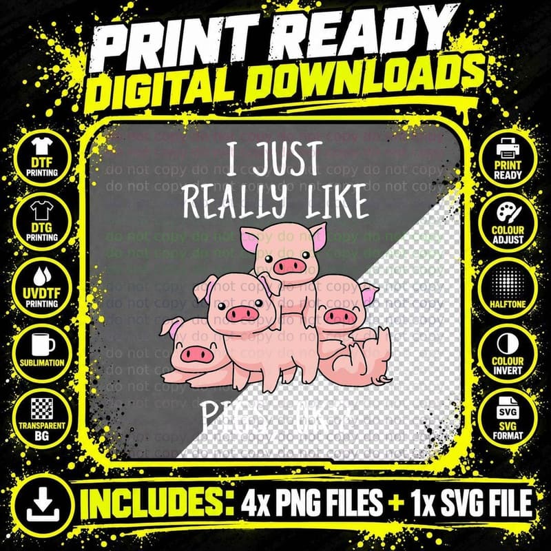 Love Pig Women Pig Gifts Pigs Tshirt Men Cute Swine Png SVG Digital Bundle