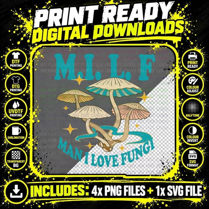 M.i.l.f Man I Love Fungi T-Shirt Png SVG Digital Bundle