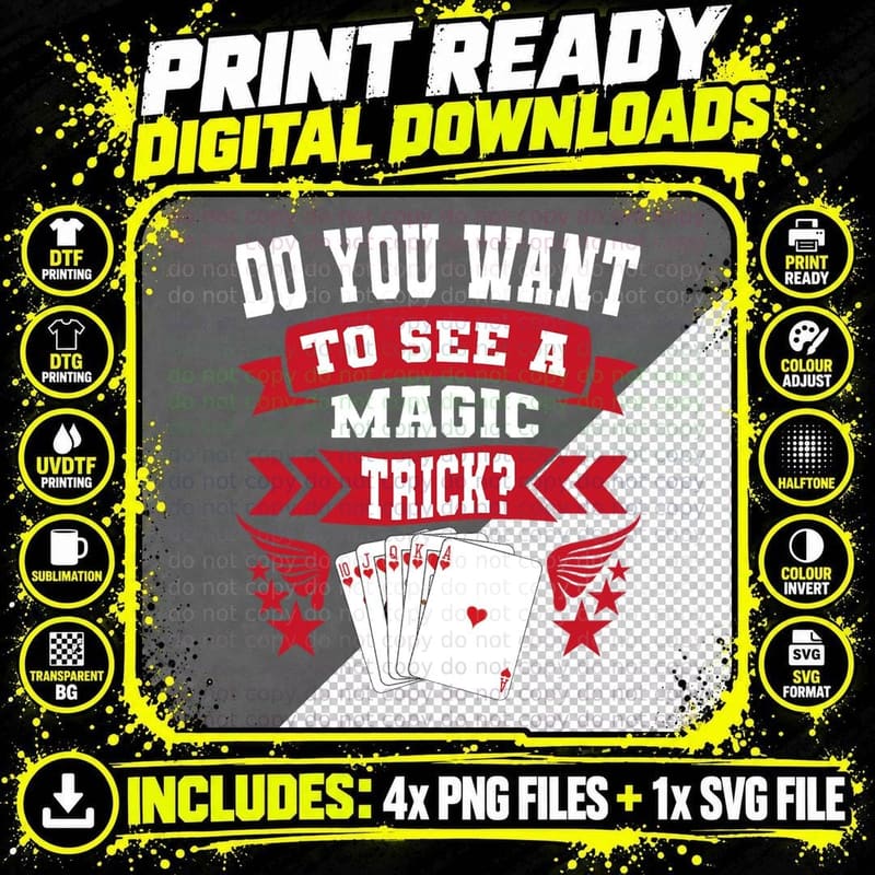 Magician Illusionist Cardistry Perfomer Card Magic Trick Png SVG Digital Bundle