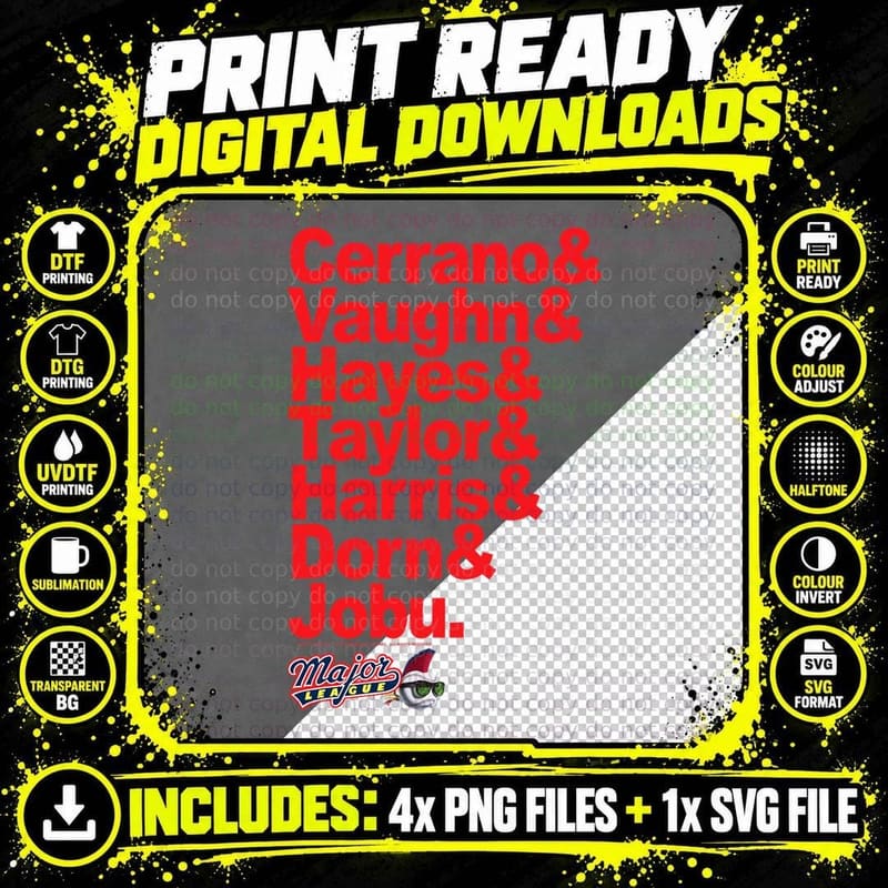 Major League Team Roster T-Shirt Png SVG Digital Bundle