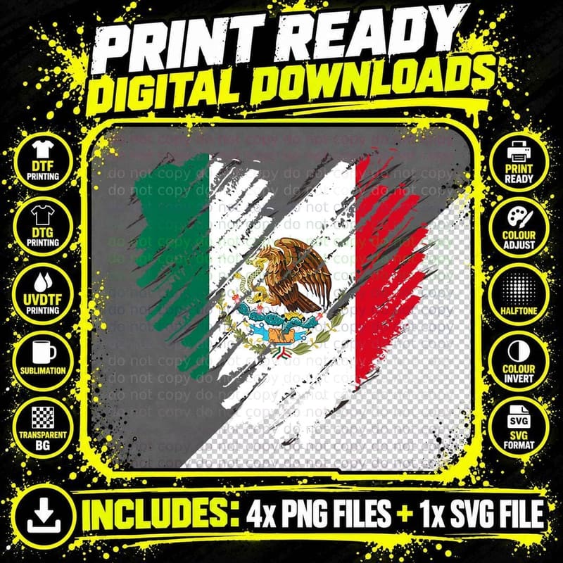 Mexico City Mexican Flag Heart Gift Mexico T-Shirt Png SVG Digital Bundle