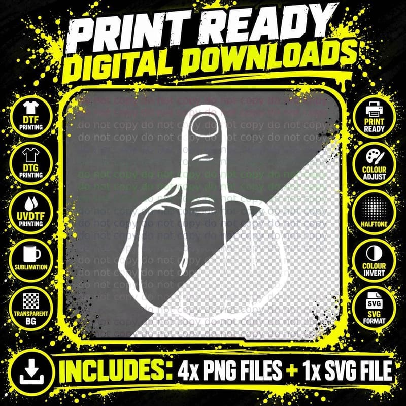 Middle Finger Fuck off Pocket T-Shirt Png SVG Digital Bundle