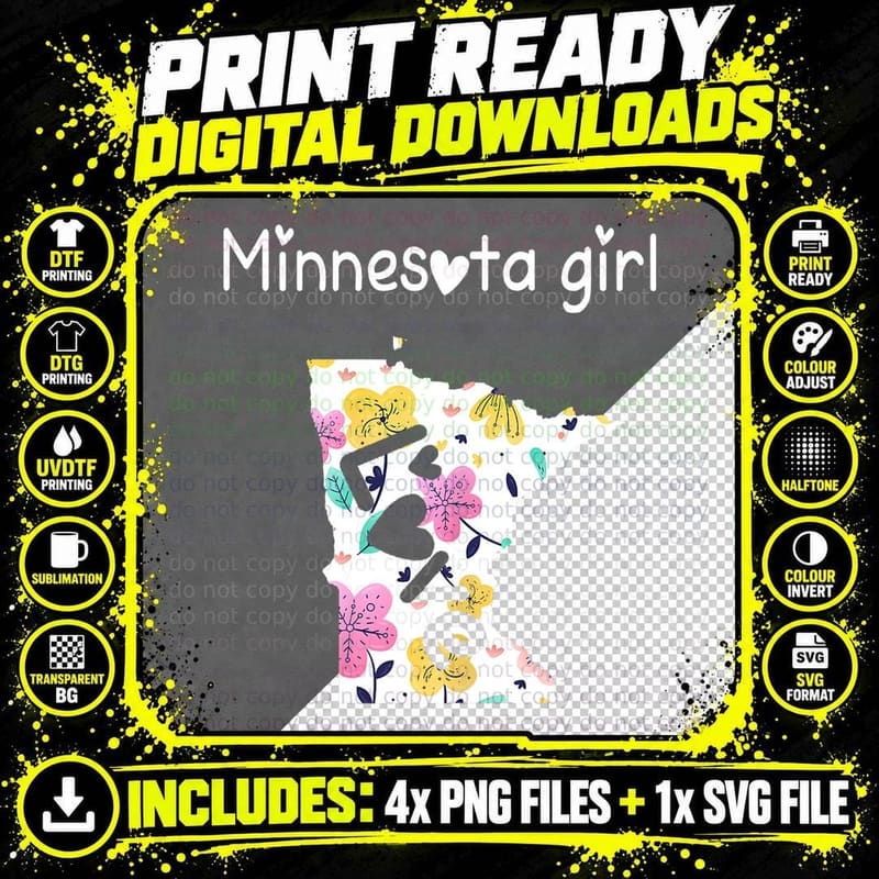 Minnesota Girl Shirt I Love Minnesota Home Gift T-Shirt Png SVG Digital Bundle