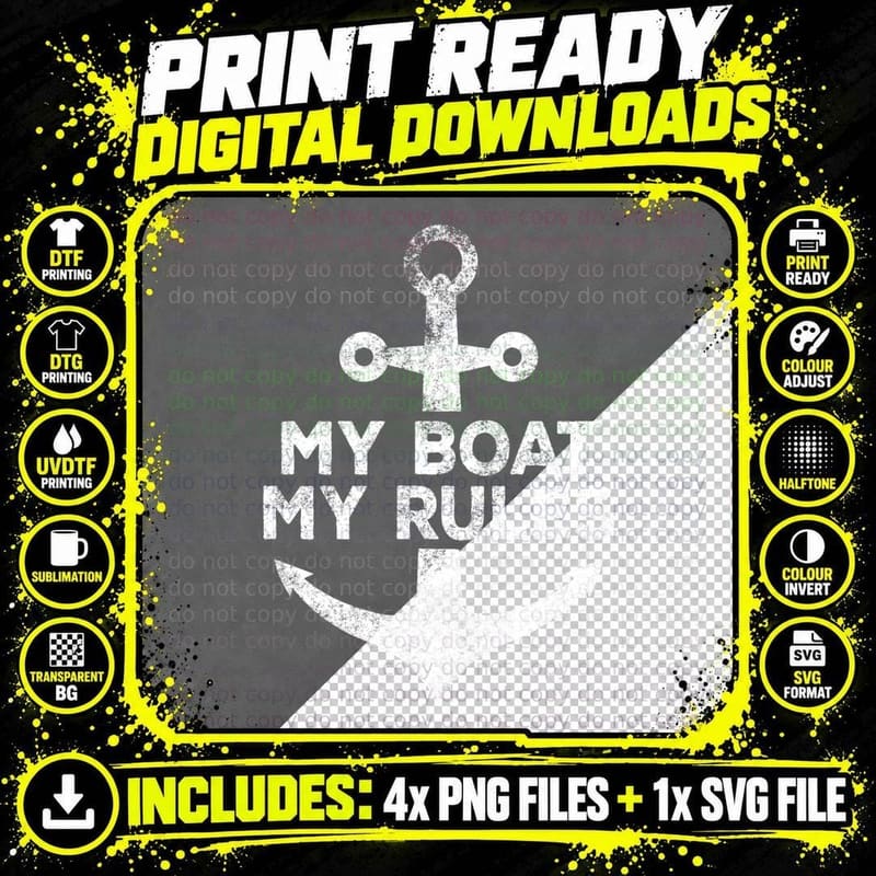 My Boat My Rules - Captain of the Boat T-Shirt Png SVG Digital Bundle