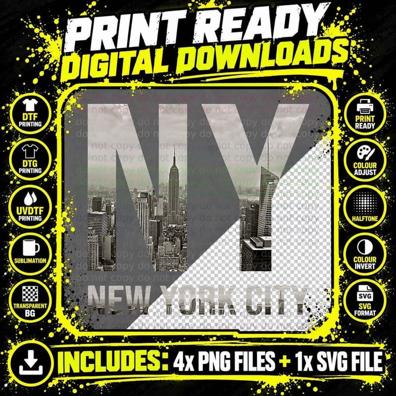 NYC Tshirt Skylines New York City That Never Sleeps Gift Png SVG Digital Bundle