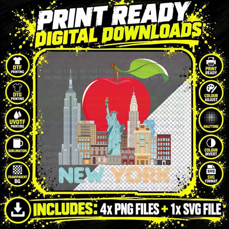New York City Skyline Gift Big Apple State Souvenir NYC Png SVG Digital Bundle