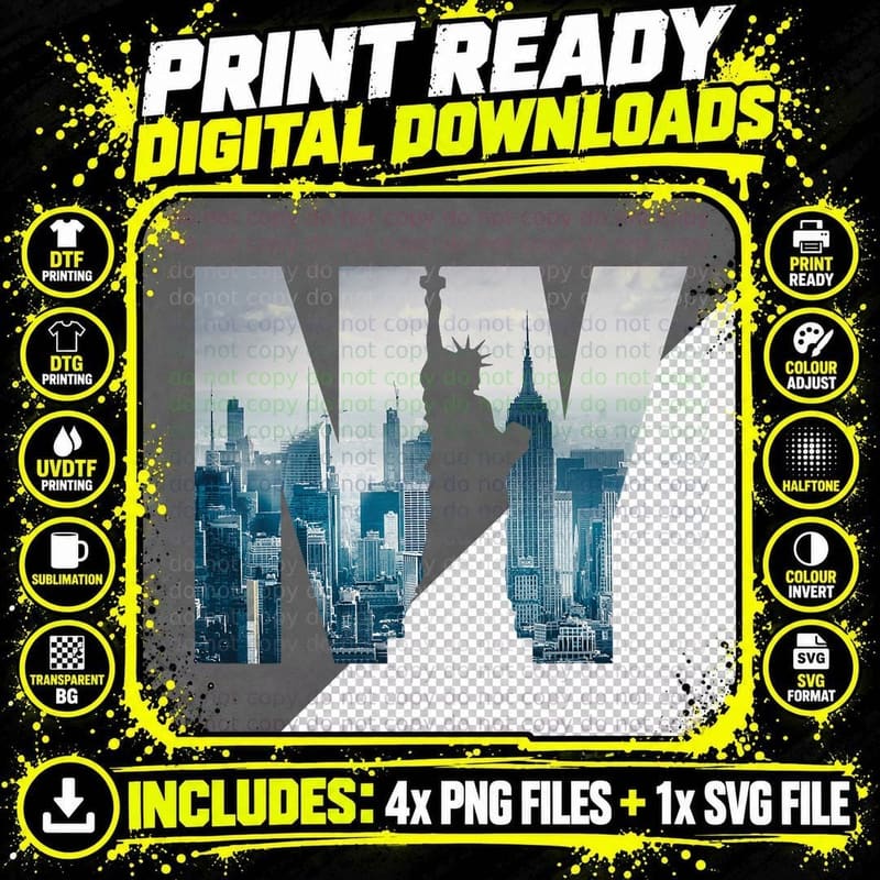 New York City Skyline T-Shirt, New York Illustration Png SVG Digital Bundle