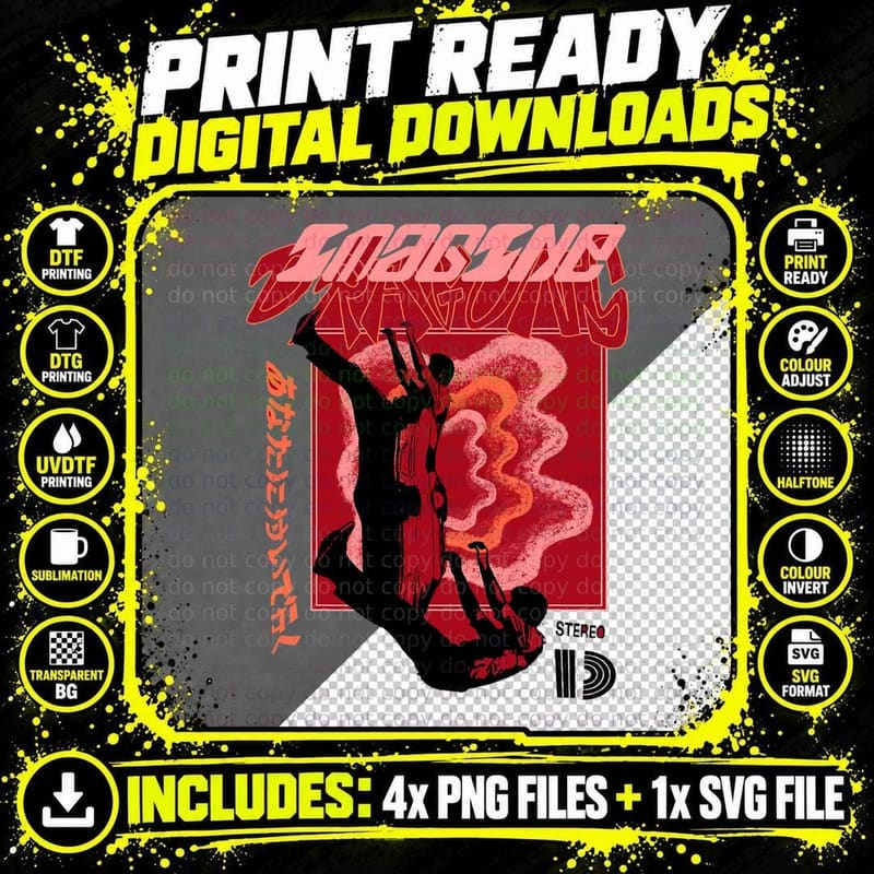 Official Imagine Dragons Exclusive Falling Man T-Shirt Png SVG Digital Bundle