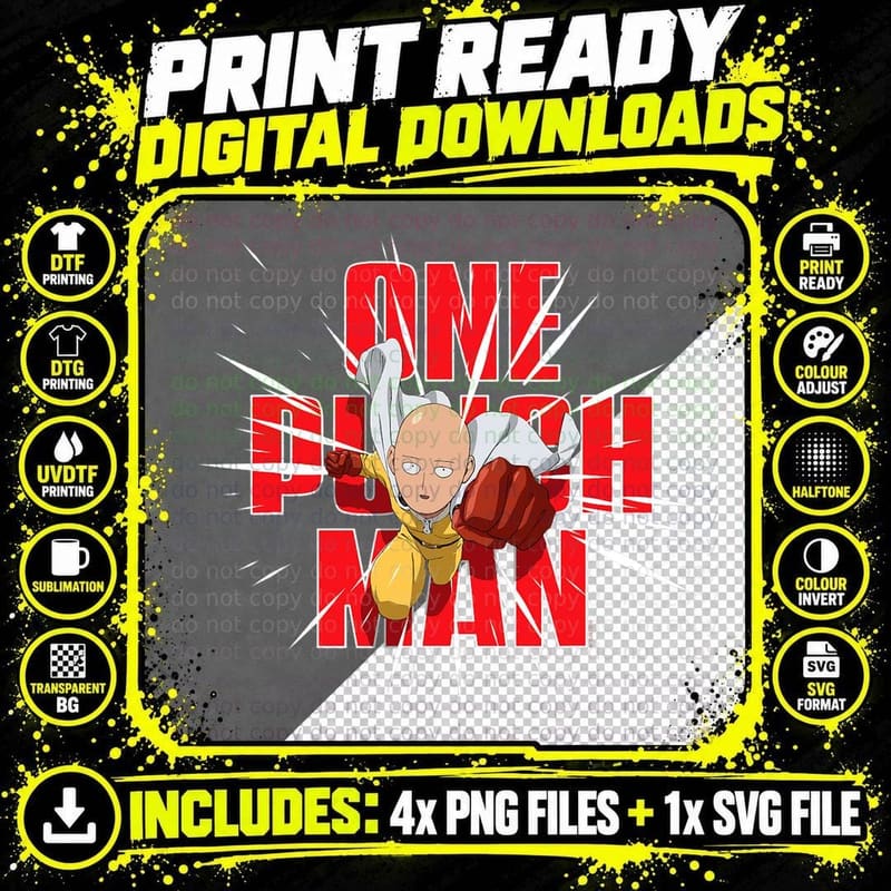 One Punch Man Saitama Punch Pose T-Shirt Png SVG Digital Bundle