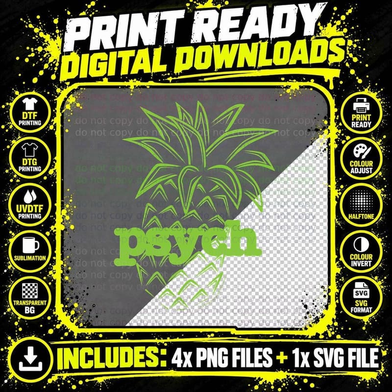 Psych Pineapple Awesome T-Shirt Png SVG Digital Bundle