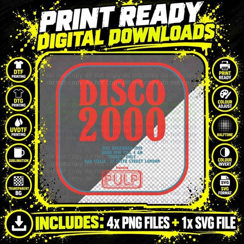 Pulp - Disco 2000 - Red and Blue T-Shirt Png SVG Digital Bundle