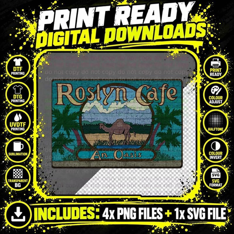 Rosyln Cafe - an Oasis Inspired by Northern Exposure Png SVG Digital Bundle