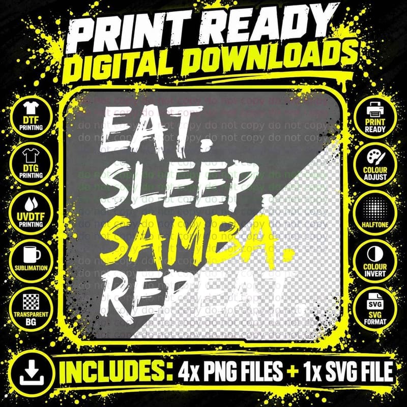Samba Dancer Eat Sleep Samba Repeat Dance Partner Outfit Png SVG Digital Bundle