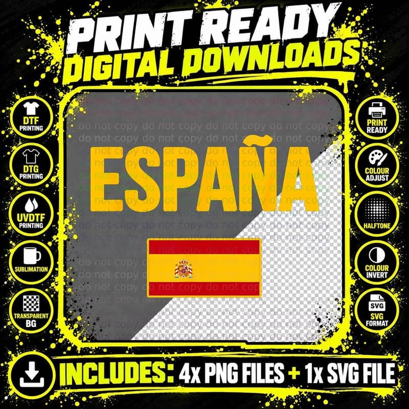 Spain Spanish Flag Espana Souvenir T-Shirt Png SVG Digital Bundle