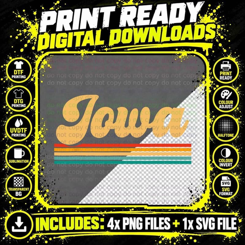 State of Iowa T-Shirt Png SVG Digital Bundle