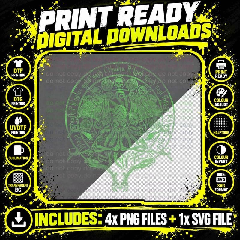 The Idol - Cthulhu Green Variant T-Shirt Png SVG Digital Bundle