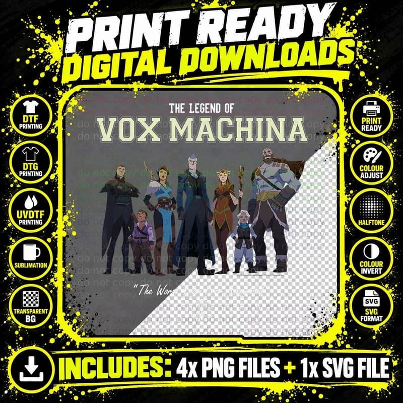 The Legend of Vox Machina Group with Varsity Logo T-Shirt Png SVG Digital Bundle